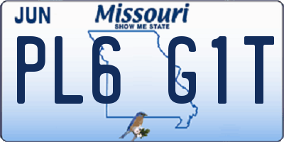 MO license plate PL6G1T