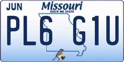 MO license plate PL6G1U