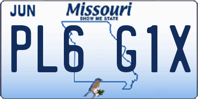 MO license plate PL6G1X