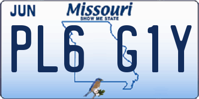 MO license plate PL6G1Y