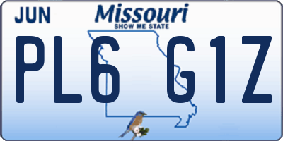 MO license plate PL6G1Z