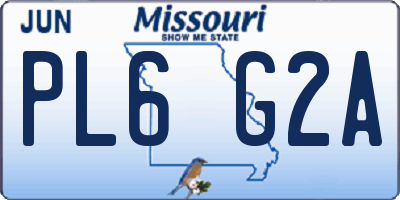 MO license plate PL6G2A