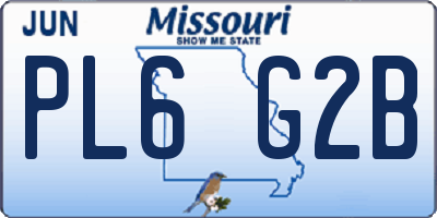 MO license plate PL6G2B