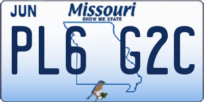 MO license plate PL6G2C