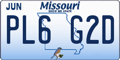 MO license plate PL6G2D