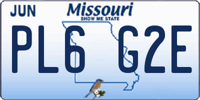 MO license plate PL6G2E
