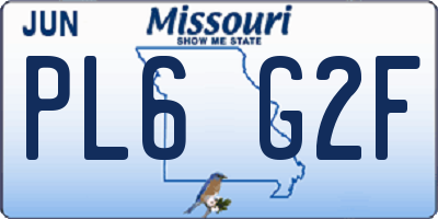 MO license plate PL6G2F