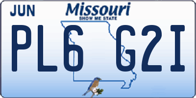 MO license plate PL6G2I