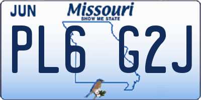 MO license plate PL6G2J