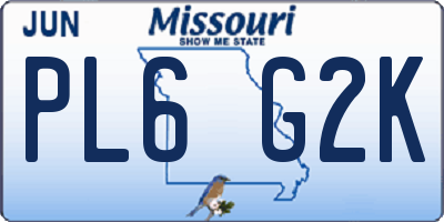 MO license plate PL6G2K