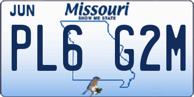 MO license plate PL6G2M