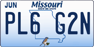MO license plate PL6G2N