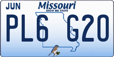 MO license plate PL6G2O