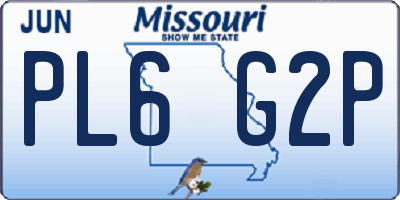 MO license plate PL6G2P