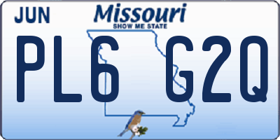 MO license plate PL6G2Q