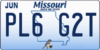 MO license plate PL6G2T
