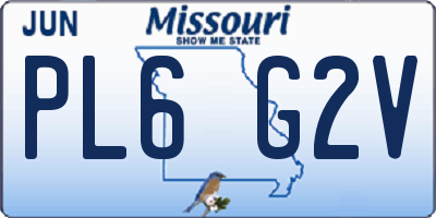 MO license plate PL6G2V