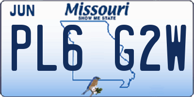 MO license plate PL6G2W