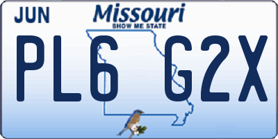 MO license plate PL6G2X