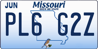 MO license plate PL6G2Z