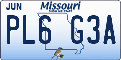 MO license plate PL6G3A