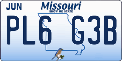 MO license plate PL6G3B