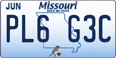 MO license plate PL6G3C