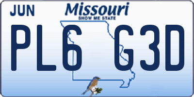 MO license plate PL6G3D