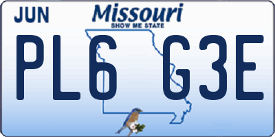 MO license plate PL6G3E
