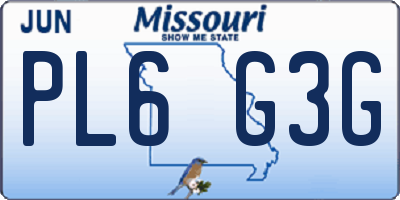 MO license plate PL6G3G