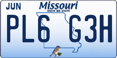 MO license plate PL6G3H
