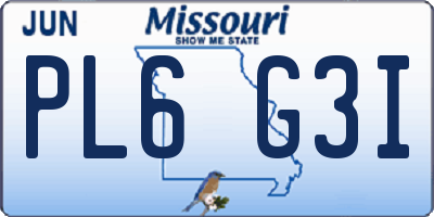 MO license plate PL6G3I