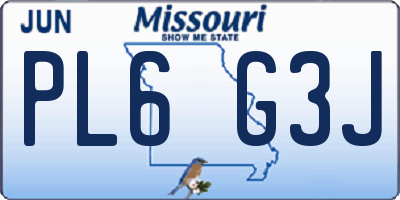 MO license plate PL6G3J