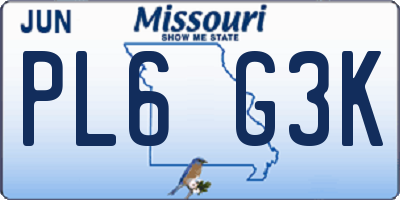 MO license plate PL6G3K