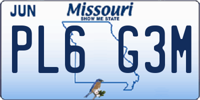 MO license plate PL6G3M