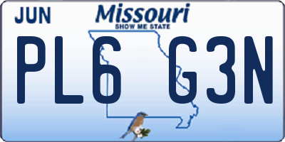 MO license plate PL6G3N