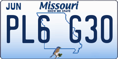 MO license plate PL6G3O