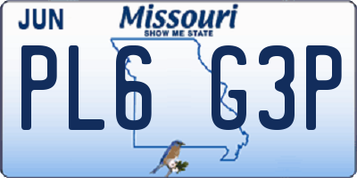 MO license plate PL6G3P