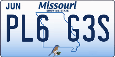 MO license plate PL6G3S