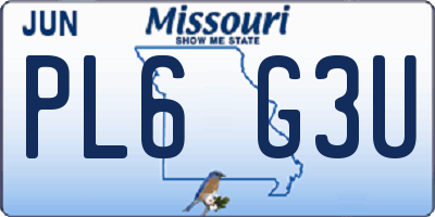 MO license plate PL6G3U