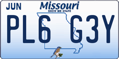 MO license plate PL6G3Y