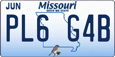 MO license plate PL6G4B