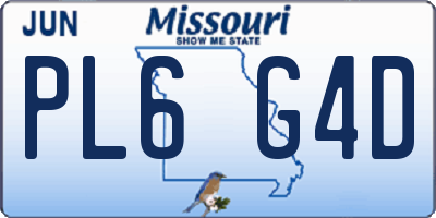 MO license plate PL6G4D