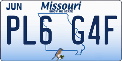 MO license plate PL6G4F