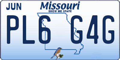 MO license plate PL6G4G
