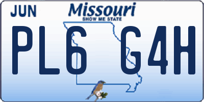 MO license plate PL6G4H