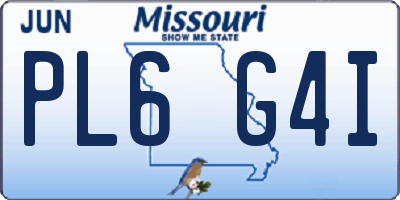 MO license plate PL6G4I