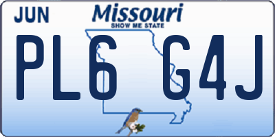 MO license plate PL6G4J