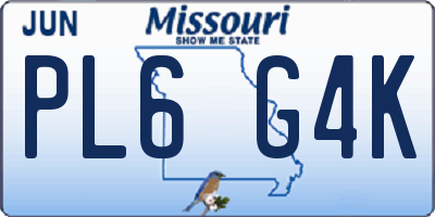MO license plate PL6G4K