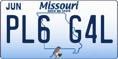 MO license plate PL6G4L